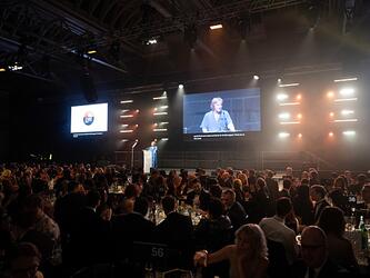 Jane Frost, CEO of MRS, presenting on stage at the MRS Awards 2025